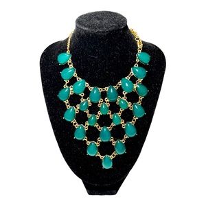 Dark green statement necklace with matching earrings